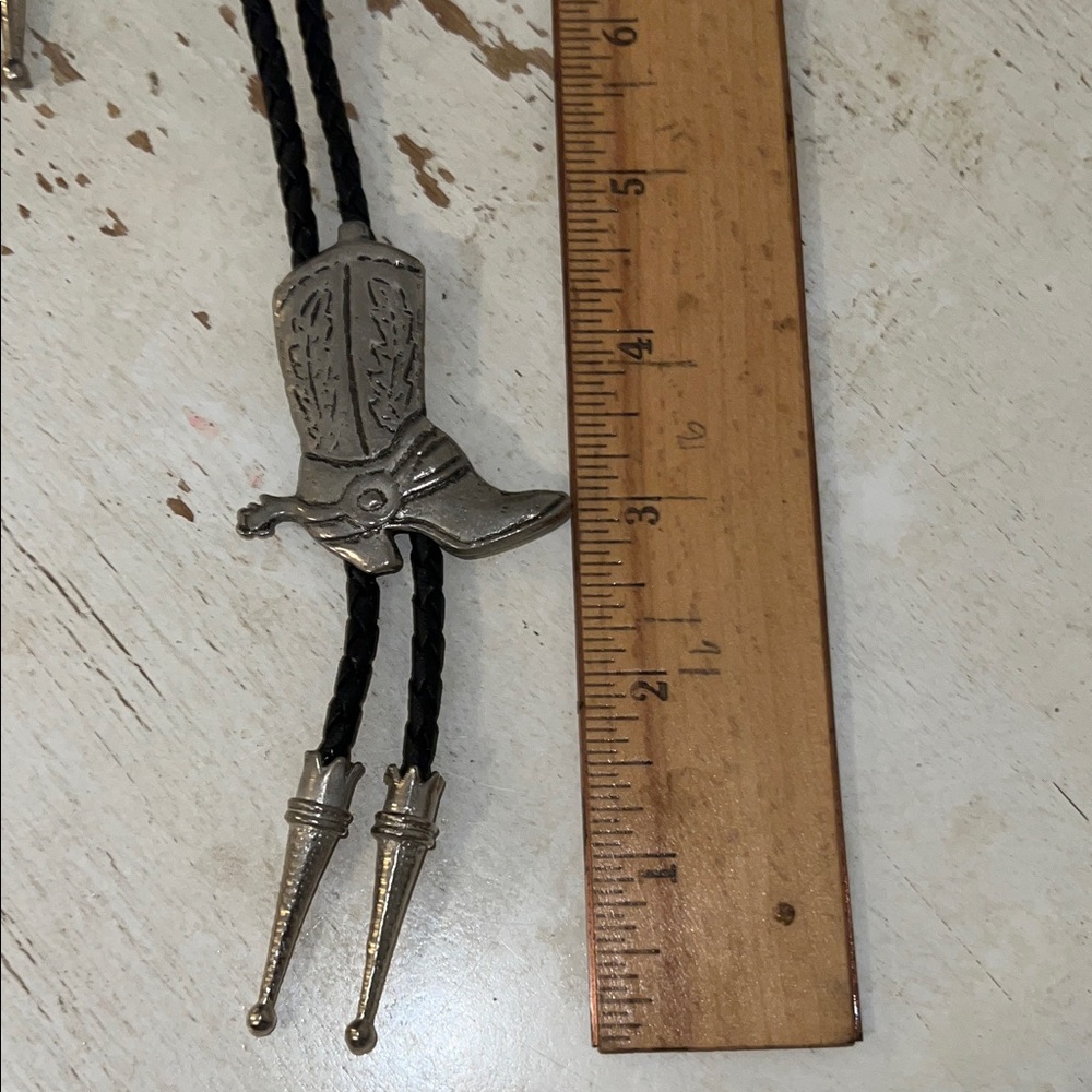 Vintage Metal Bolo Tie Cowboy Boot Western 2" x 1 3/4"